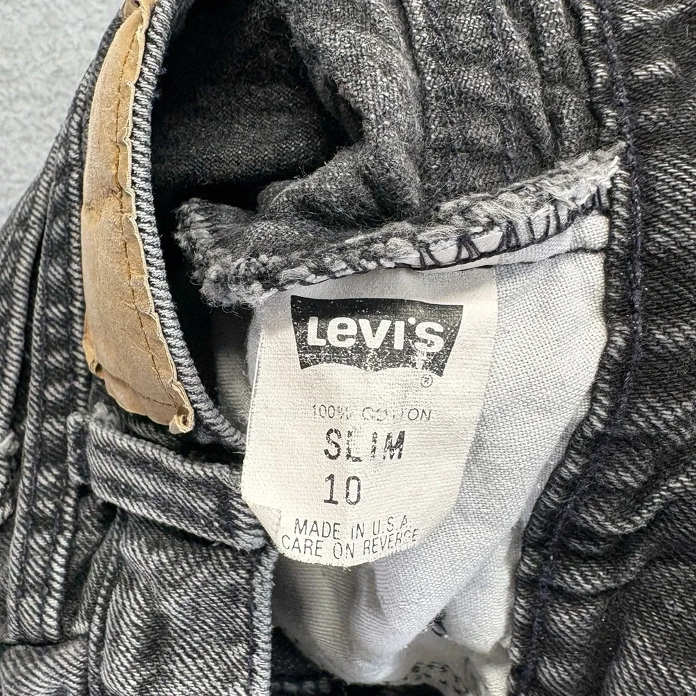Vintage Levis 514 Jeans Boys 10 Slim Black Classic Fit‎ Orange Tab 90s Denim